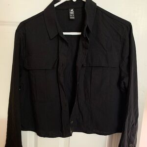 Cuidado con el Perro button up crop shirt